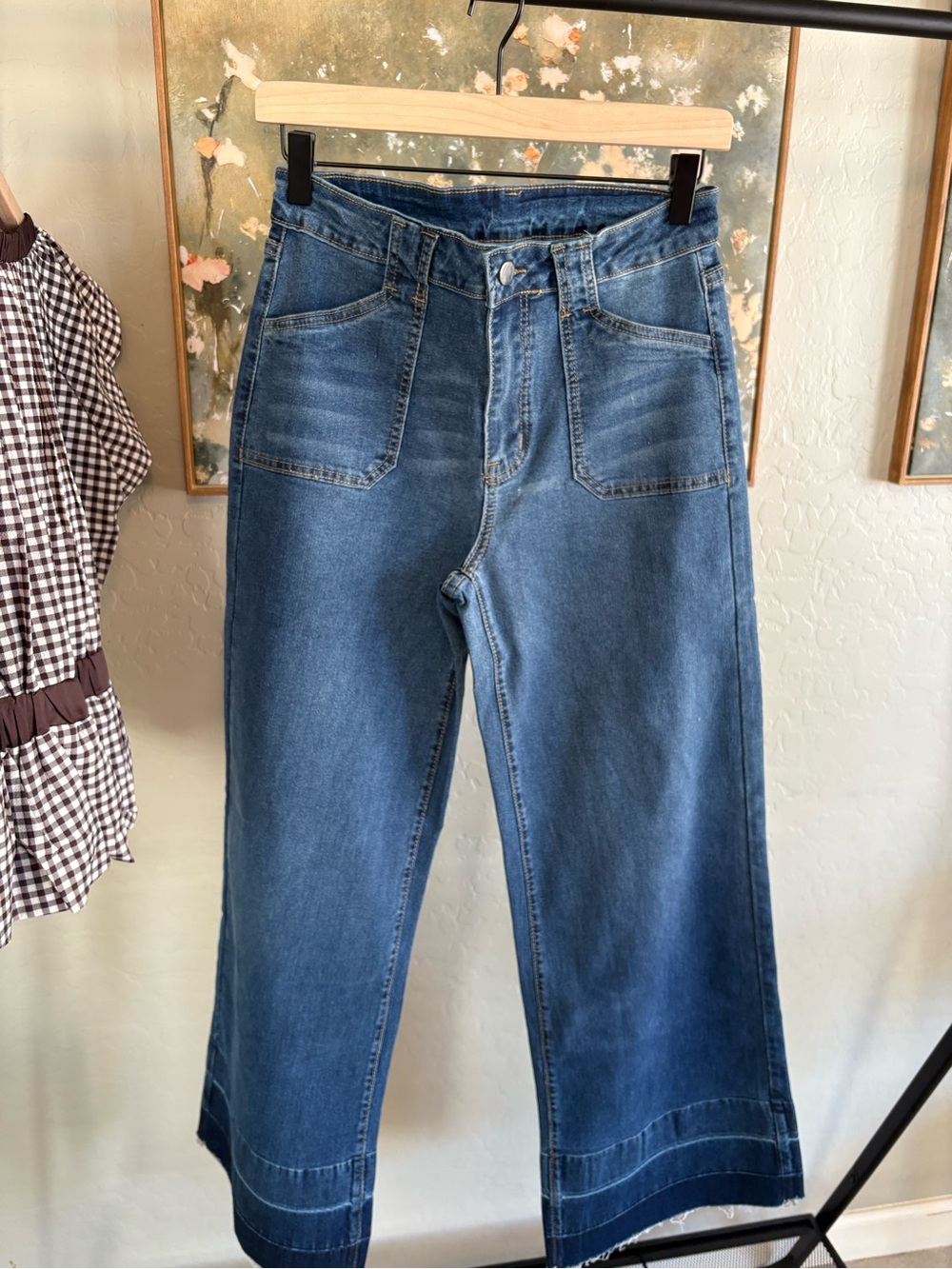 Mid-Rise Indigo Wide-Leg Flare Jeans